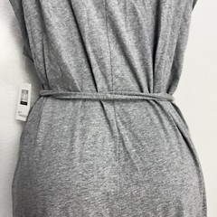 Madison Gray Stretch Pocketed Slit Back Tie Midi Dress Womens Size Large Casual