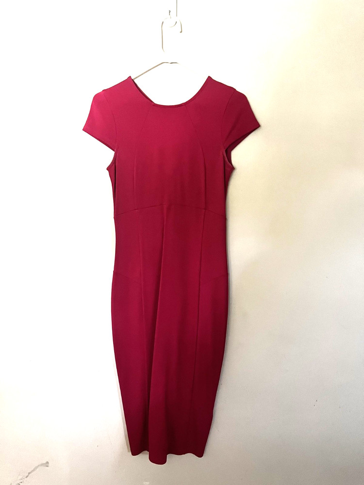 Felicity & Coco pink cap sleeves sheath midi dress size Small