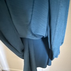 Studio M Blue Solid Polyester/Spandex Knit Sheath Ruched Boat Neck Dress XS