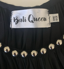 Bali Queen Silver Beaded Black Maxi Dress One Size OS Casual Comfort Resortwear
