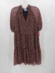 Pre-Owned CeCe Black Size Medium Floral Short Short Sleeve Dress