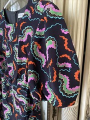 Rhode Pia Mini Dress Women&rsquo;s Size 4 Sound waves Print Billowy Ruched Asymmetric