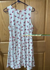 LIBERTY PARK DRESS -M-SHIFT~GRAY W/AMERICAN FLAGS~SLEEVELESS~STRETCH