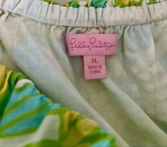LILLY PULITZER Yellow Green On The Half Shell Ruffled Strapless Mini Dress Sz XL