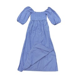 Free Assembly Smocked StripedMidi Dress Puffy SleevesNautical Cottagecore Sm