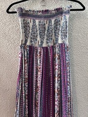 Angie Dress Boho Gypsy Whimsical Maxi Summer Smocked Women&rsquo;s Strapless Pull On S