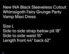 New INA Black Sleeveless Cutout Whimsigoth Fairy Grunge Party Vamp Maxi Dress L