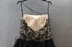 B. Darlin Plus Size Lace Bubble-Hem Dress 20W Black Straight Neck Back Zip