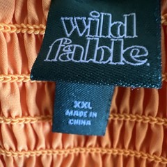 Wild Fable Women’s Orange Satin Cowl Neck Ruched Stretch Mini Slip Dress XXL