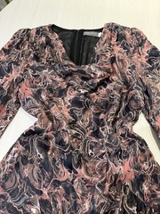 Mint Velvet UK 10 Marble Print Cowl Drape Neck Dress Long Sleeve Occasion Party