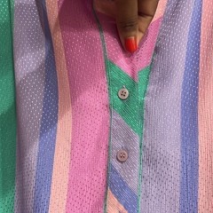 Vintage Schrader Sport Blue Green Purple Striped Long Sleeve Belt Women&rsquo;s Sz 16