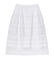Doen Lace embroidery half skirt long skirt ruffle edge short sleeved shirt