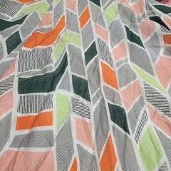 Eva by Eva Franco Geometric Abstract Print Midi Dress Orange Green Pink Size 14