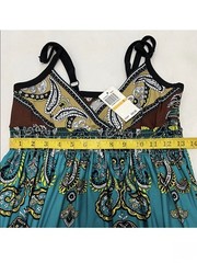 Bailey Girl Teal Paisley Maxi Dress V-Neck Adjustable Straps Smocked S