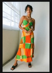 Anthropologie Faithful the brand Dress Womens midi in Costa smeralda XL NWT