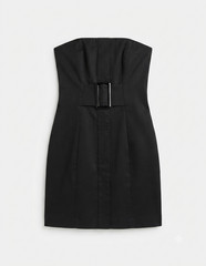 Express Strapless Mini Dress Size 4 Black Structural Belted Bodycon Modern Chic