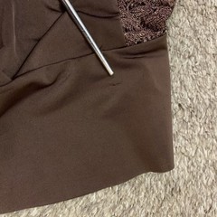 Vintage Y2K Bebe Dress Womens Large Brown Draped Stretch Mesh Grunge Fairycore