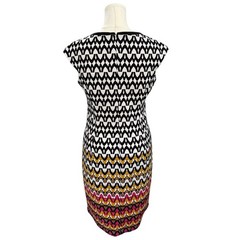 Roz Ali Geometric Sheath Dress Colorful Abstract Office Workwear Chic Mod SZ 12