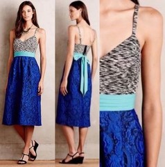 Anthropologie Moulinette Soeurs Women’s Blue Jacquard Big Bow Party Dress 12P