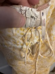 FREE PEOPLE SZ XS Tessa Yellow Rouched Cut Out Daisey Dress ) NEVER WORN)