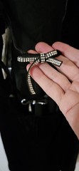 Speechless Black Velvet Halter Spaghetti Strap Dress w/rhinestone bows M NWT