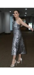 ZARA NEW WOMAN SS23 SILVER FOIL PRINT MIDI DRESS REF:8704/734 Size XS