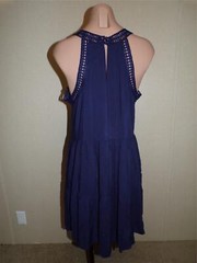 Merokeety Navy Blue Crochet Trim Dress Size Small Womens Sleeveless Viscose NWT