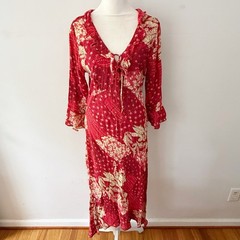 Vintage Women Y2K Babydoll Patchwork Floral Dress Size 10 Boho Fairy Romantic