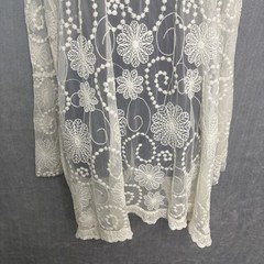 Indigo Soul Womens White Mesh Crochet Lace Midi Dress Cover Up Tunic Sheer Large
