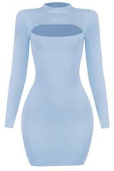NEW Women&rsquo;s Fashion Sexy Clubwear Party Supersoft Cutout front mini dress BLUE