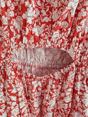 Universal Thread Red White Floral Midi Sundress Cut Out in Back Size M Cotton