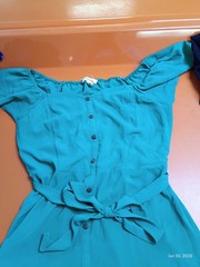 Monteau Womens Green Solid Flutter Sleeve Square Neck Belted Mini Dress L