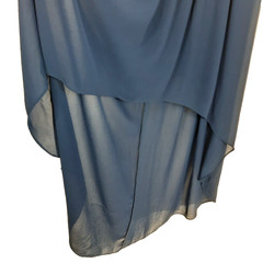 Sequin Sheer Hi Low Midi Dress Size M Gold Blue Sleeveless Fairy Party Event