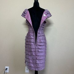 London Times dress women 10 metallic ruffle boat neck cocktail purple