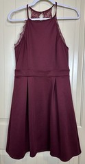 Altar’d State Red Halter Sleeveless open back stretch pleated dress sz L GUC