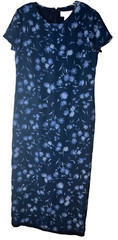 Casual Corner Women&rsquo;s Size 12 Blue Floral 100% Silk Lined Maxi Dress Zipper Slit