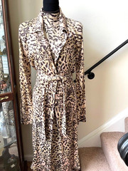 St. John Collection NWT $1450 Leopard Print Long Sweater Coat & Dress Sz 16