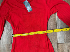 Wild Fable Womens Dress M Red Long Sleeve Keyhole Recycled Polyester Side Slit