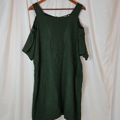 Soft Surroundings Emelia Linen Blend Cold Shoulder Dress Women&rsquo;s Medium Boho