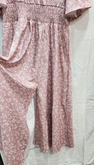 Yes fashion Pink Mauve Floral Print Flutter Sleeve Smocked Waist Front Slit Size