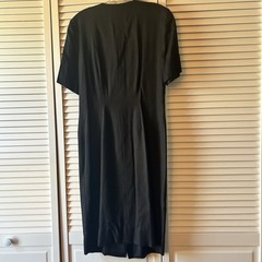 Vintage 80s Emily Daniell Midi Dress Black Gold Buttons Minimalist Sheath 10