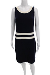St. John Collection Womens Sheath Wool Blue Knee Length Scoop Neck Zip Size 4