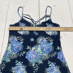Mudd Floral Print Blue Jersey Strappy Chemise Dress Women&rsquo;s Size Medium