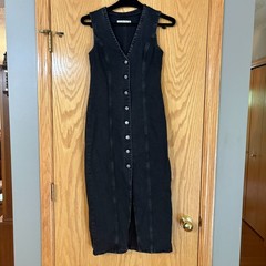 Abercrombie & Fitch Black Denim Button Front Midi Dress Size XS