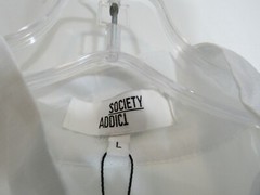 Society Addict White Button Down Front Bow Back Neckline Lined Dress Large NWT