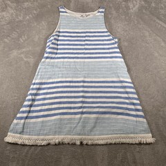 Vineyard Vines Dress Womens 12 Blue White Stripe Shift Linen Blend Summer