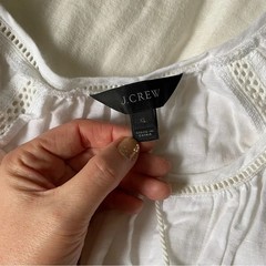 J.Crew, white embroidered, open work, kaftan – slim for XL, linen/cotton blend