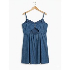 Market & Spruce Womens Size XL Blue Denim Sweetheart Scallop Cowgirl Mini
