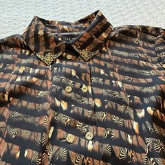 Ted Baker Langley Shirt Dress Midi Black Brown Animal Print Sz 2 / US S Small