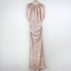 NWT TALBOT RUNHOF Cape-effect Gathered Metallic Stretch-jersey Gown, EU 42/US 12